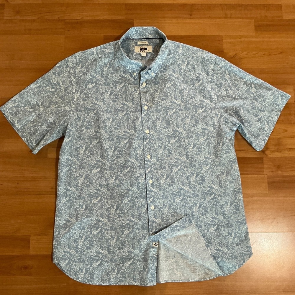 Joseph Abboud 2XLT Modern Fit Blue White Floral Button Shirt Big Tall Cotton
